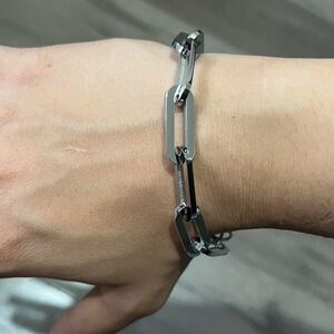 STAINLESS STEEL silver paper clip style chain bracelet AVANT GARDE PUNK